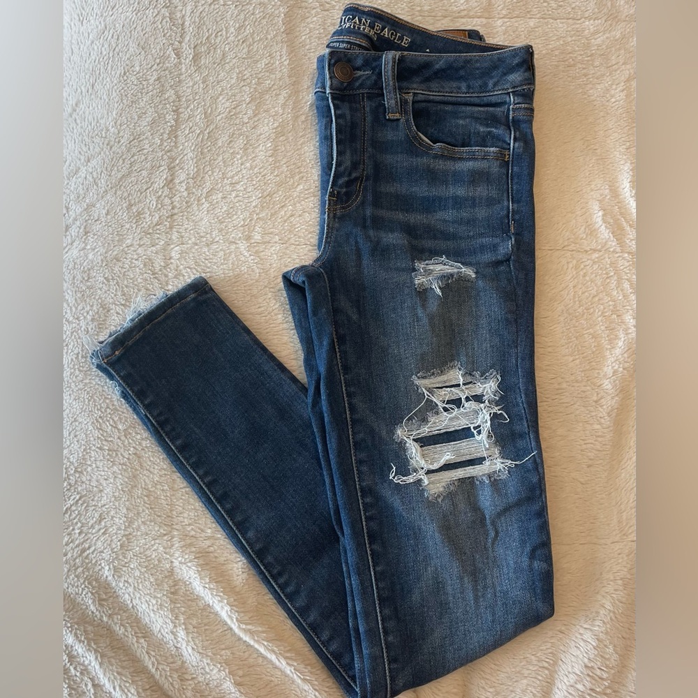 American Eagle Outfitters Blue Distressed Jeans